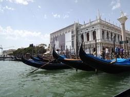 Gondola port in Venice Taly