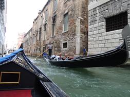 view from the gondola to the architecture of Venice