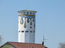 Water drip painting on Tower
