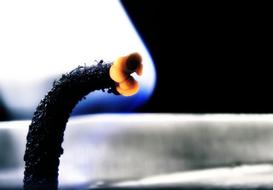 Wick of candle with blue Flame