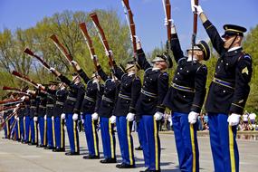 formation of soldiers on the parade ground in america