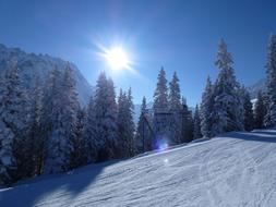 Setting Sun over Snowy peaks