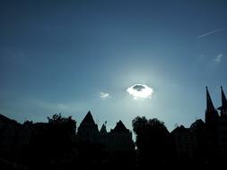 silhouettes of cologne in the bright sun