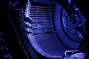 detail of a typewriter in blue