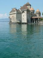 Beautiful ChÃ¢teau Chillon among on the coast of Lake Geneva, in Montreux, Switzerland