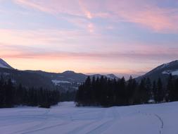 Evening Snowy mountains