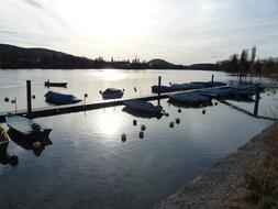 boats in the port on the rhine