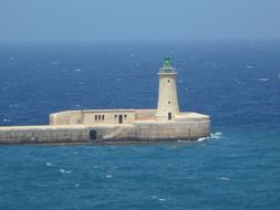 historical Lighthouse in Sea, Harbor Entrance