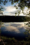 reflection of clouds in the evening lake