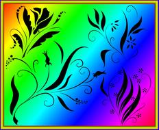 black curls on colorful background