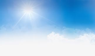 Blue sky with white clouds, in sunlight, clipart