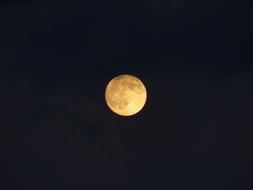 night, yellow moon, black sky