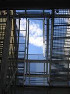 Steel Stairs of Fire Escape at sky