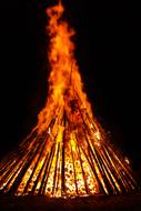 night traditional bonfire for a celebration of the solstice