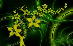yellow floral pattern on green background