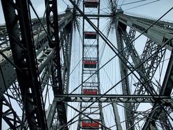 structure of the ferris wheel in vienna close up