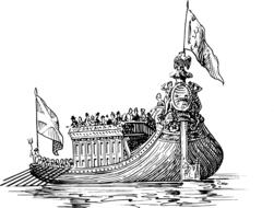 illustration of historic paddles boat