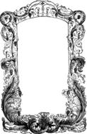 Beautiful, black and white drawing of the frame with ornament and vines, clipart