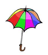 Beautiful drawing of the colorful umbrella, at white background, clipart