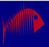 red abstract fish bony