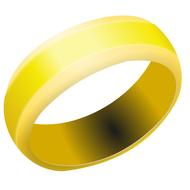 3d model of the shiny, gold wedding ring in light, at white background, clipart