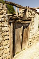 dilapidated wooden front door