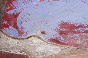 Close-up of the colorful, painted, wooden surface in Bali, Indonesia