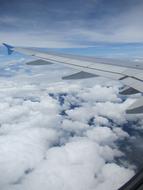 View of the blue sky with clouds, from the plane