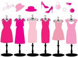 different pink dresses with accessories as an illustration