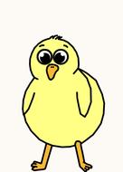 Drawing of the cute and beautiful, yellow Easter chick, at white background, clipart