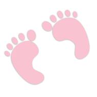 Pink baby footprints, at white background, clipart