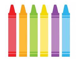 drawn multicolored wax crayons on a white background