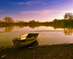 Boat near River at Evening