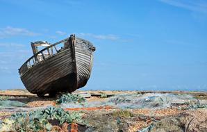 Wooden Fishing Boat at desert