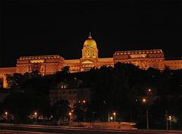 Beautiful night view with the castle with lights, in Budapest, Hungary