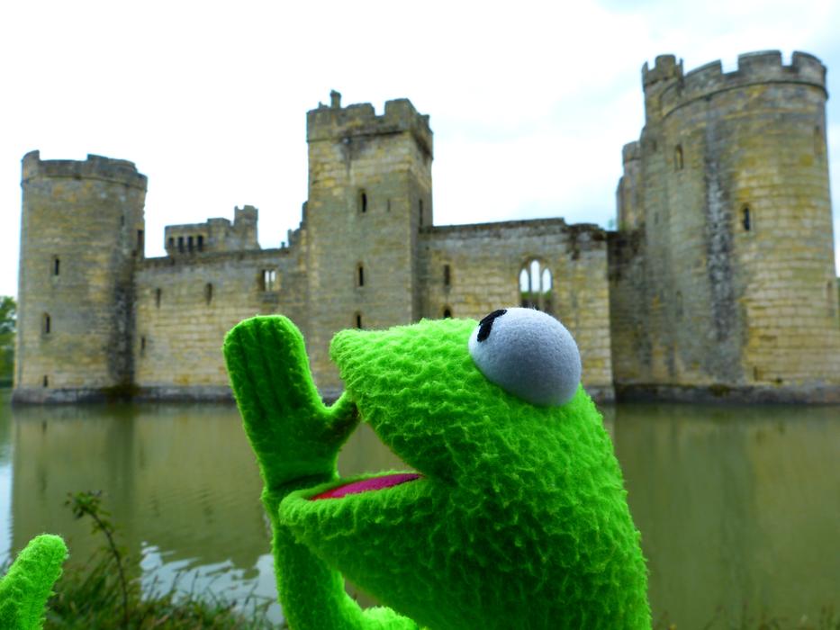 Kermit on the background of the castle