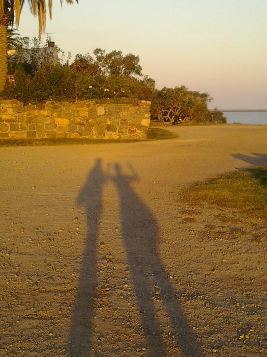 play of shadows on the beach at sunset