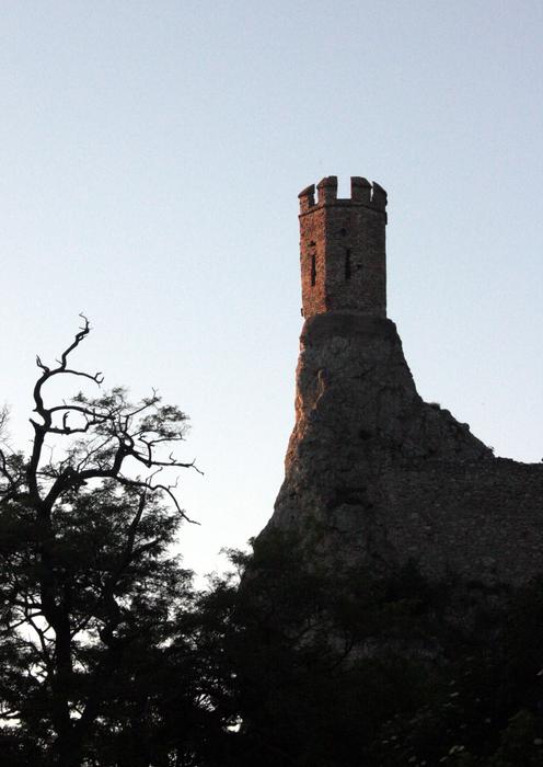 watchtower on the hill at dusk