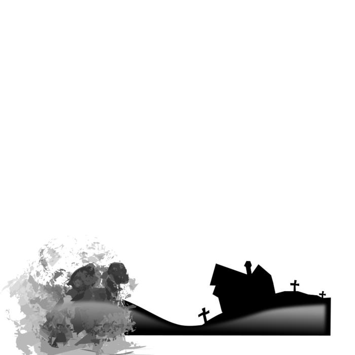 silhouettes of houses in the cemetery as an illustration