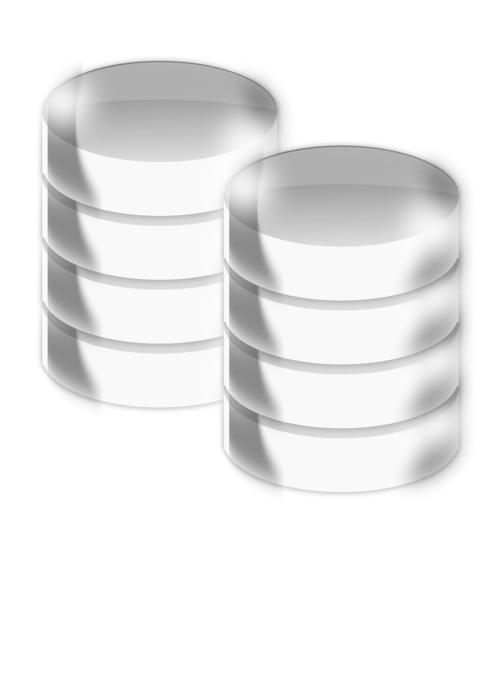 two silver cylinders on a white background