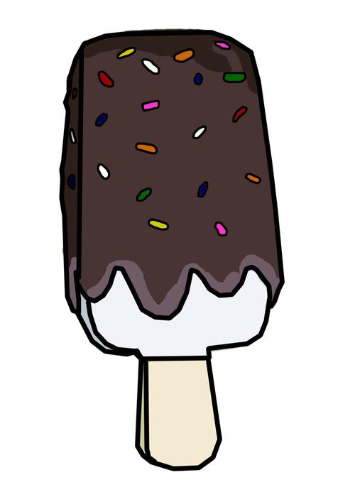 drawing of ice cream popsicle with chocolate icing