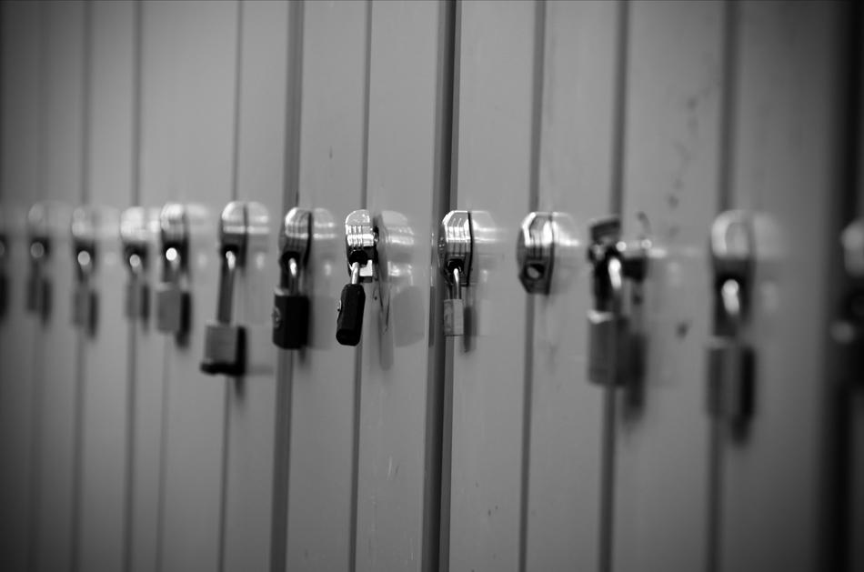 locks are hung on the doors for protection