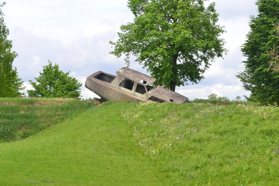 concrete boat in the sculpture park in graz, Austria