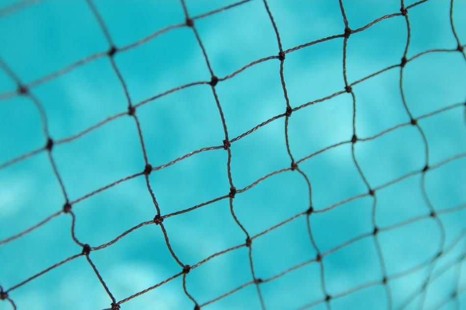 pure blue water behind the net