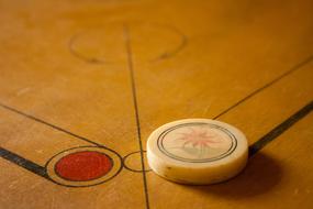 Colorful carrom coin on the bird with shapes