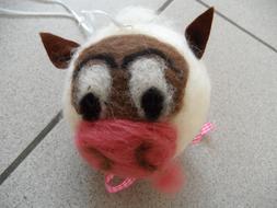 funny Cow, Felted toy close up