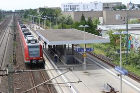 panoramic view of the red train at the railway station