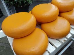 ripe cheese on a shelf in amsterdam