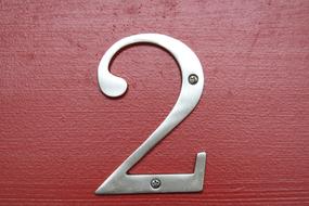 Number 2 Two silver sign