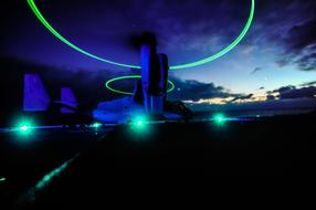 Night Evening Light over the plane